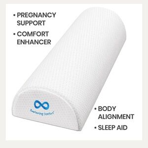 White Half Moon Bolster Pillow with Memory foam- back & thoracic problems